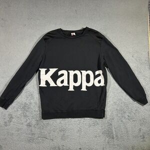 Kappa Sweatshirt Mens Large Black White Logo Long Sleeve #1816